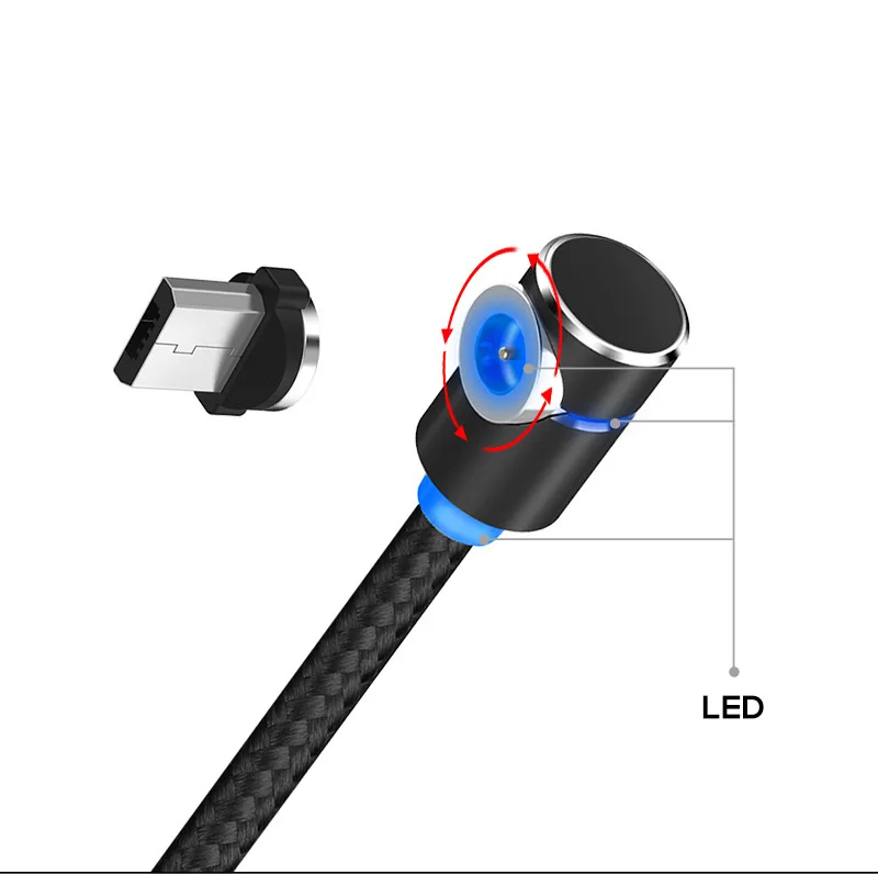 CatXaa 1 м Ell Магнитный вращающийся кабель type C Магнит Micro USB провод 2.4A зарядное устройство адаптер для huawei samsung