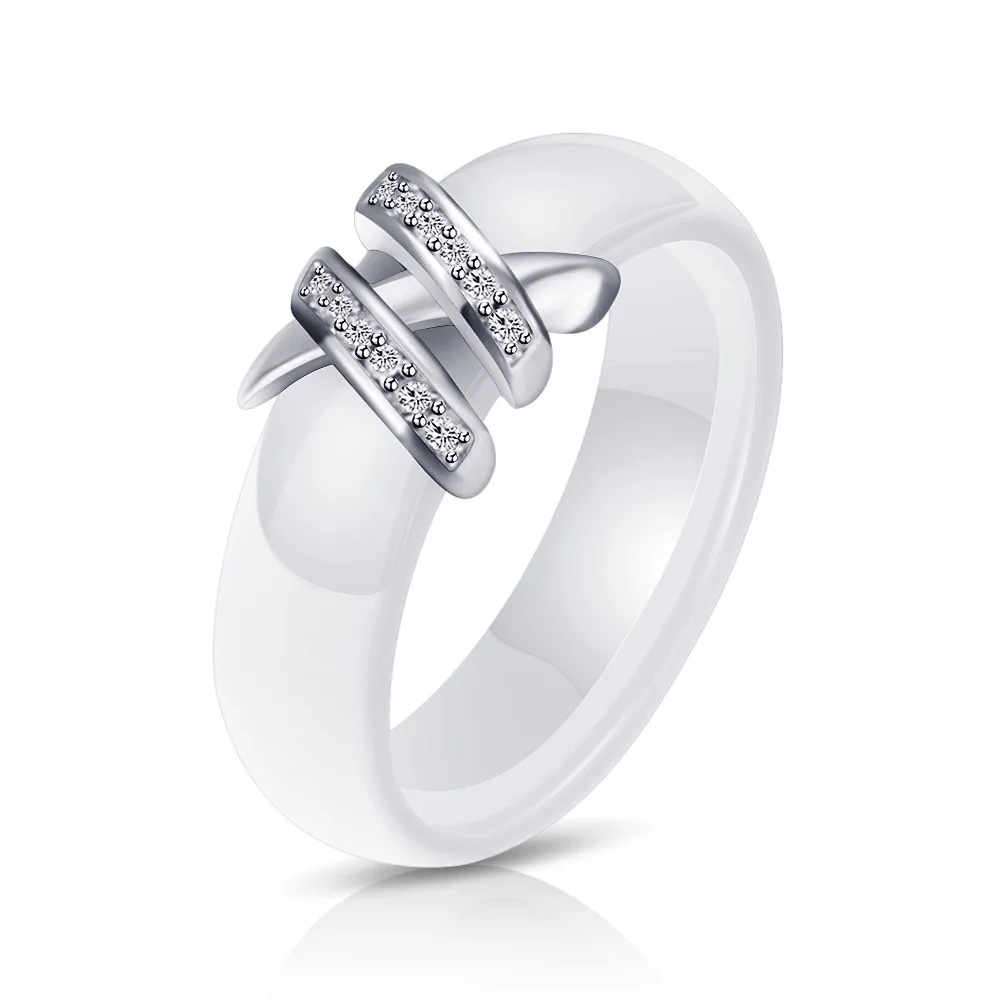 Женские подарки 6 мм кристаллы Ziron керамические кольца простой стиль мода палец