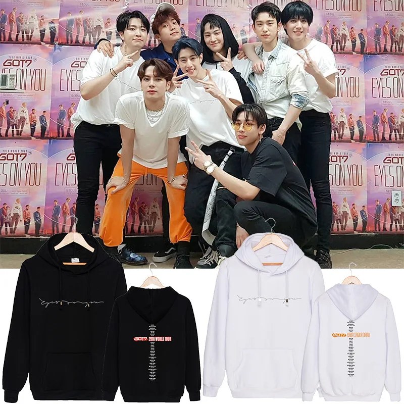Худи KPOP GOT7 2018 с надписью EYES ON YOU и изображением альбома World Tour толстовки в стиле хип