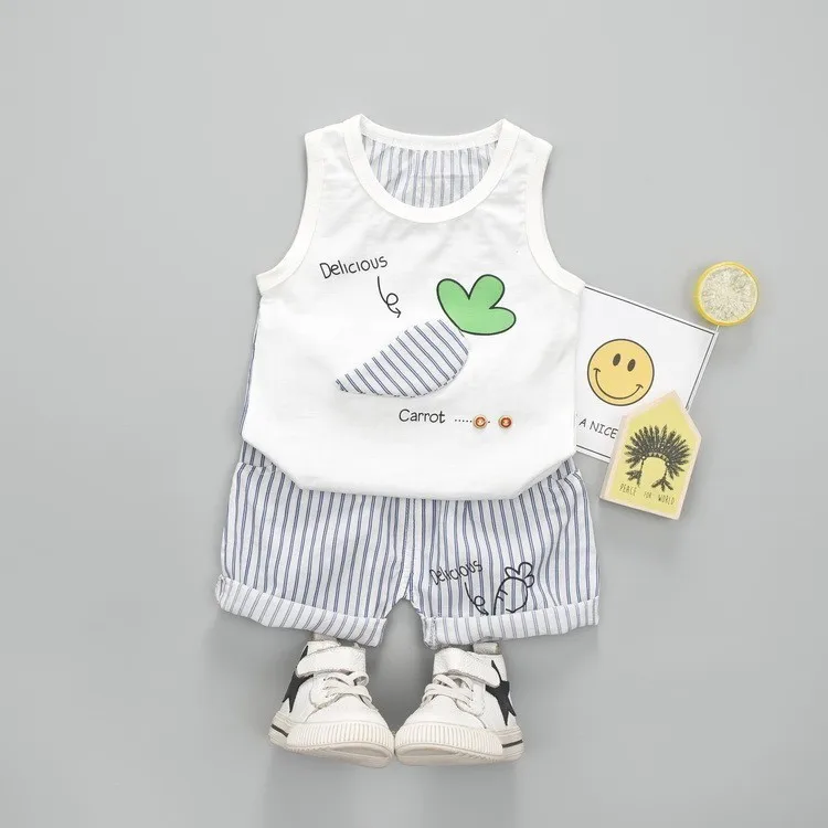 Carrot Baby Clothes Summer Boy Girl T-shirt/vest + Shorts 2pcs/sets Toddler Cotton Clothing Children Fashion Casual Active Suits | Детская