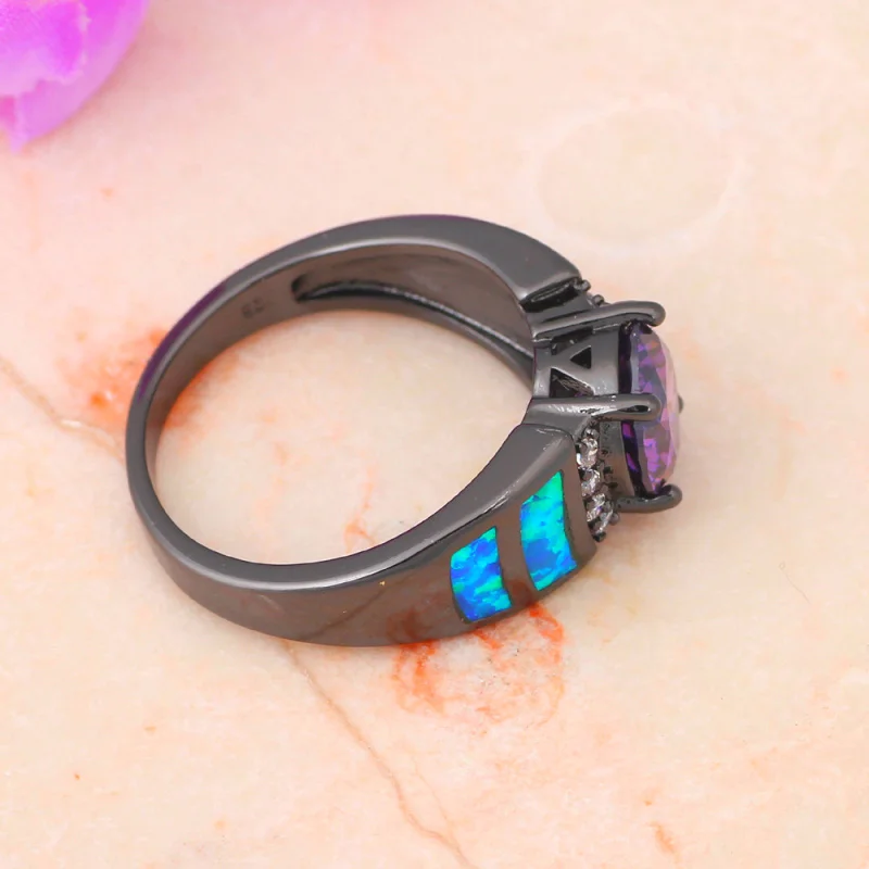 Лучшие продажи обручальные кольца для возлюбленной голубой огненный опал