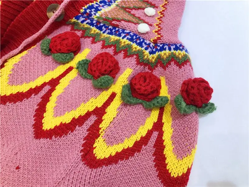 JOYDU High Street Oversize Sweet Sweater Women Cardigan Coat 2019 Hooded Lace Up Hairball Strawberry Patchwork Knitted Sweaters |