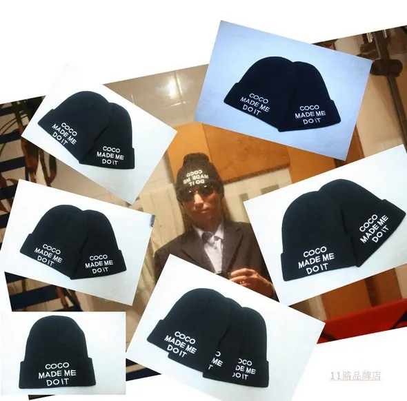 

Embroid Letter COCO MADE ME DO IT Lovely Knitting Wool Acrylic Beanies Hip Hop Hats for Women Gorros Bonnets Caps Woman Ski Cap
