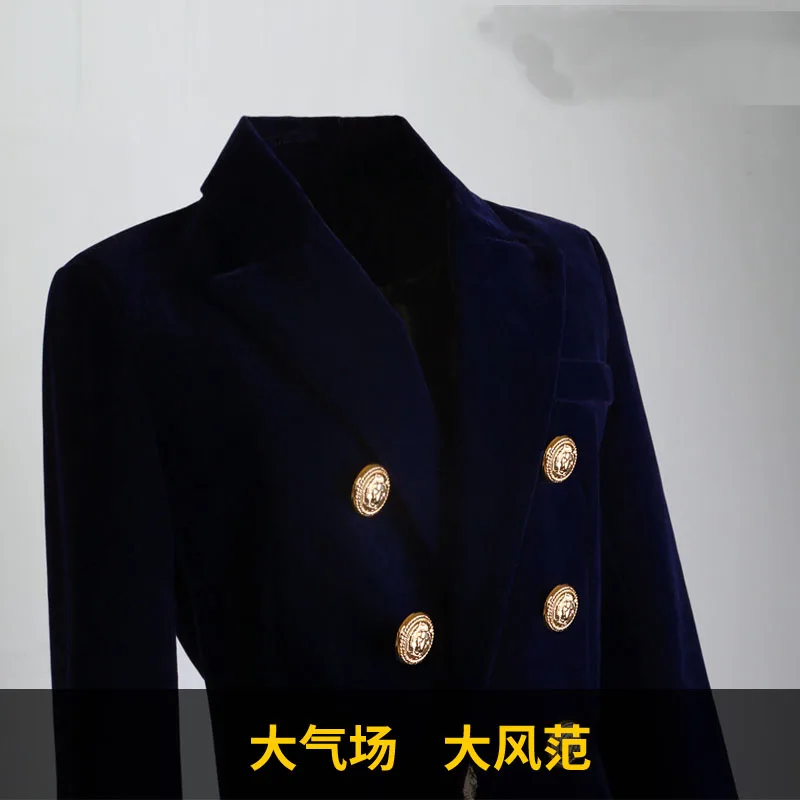 Женский офисный костюм из двух предметов двубортный бархатный пиджак и брюки на