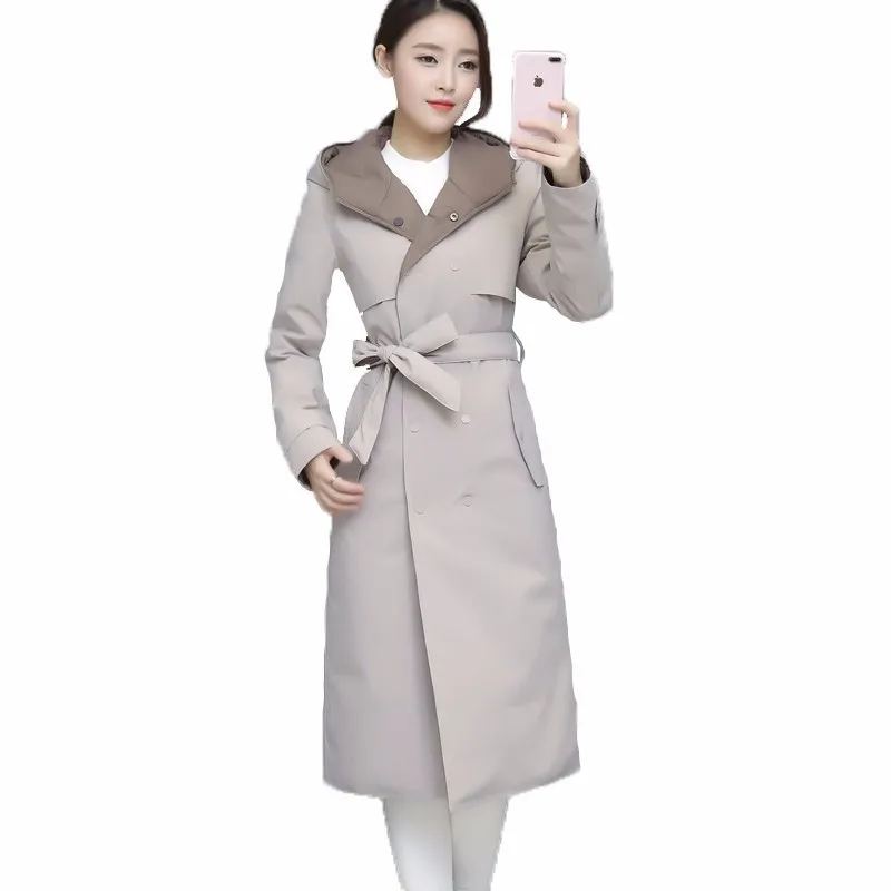 Новинка осени 2018 длинный Двухсторонний пуховик Женский легкий тонкий Женская