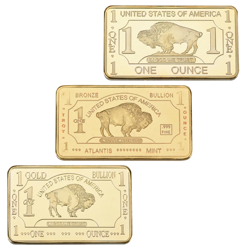 WR 3 шт качество 24k позолоченный Металлический Брусок US Bull золотой БЫК домашний