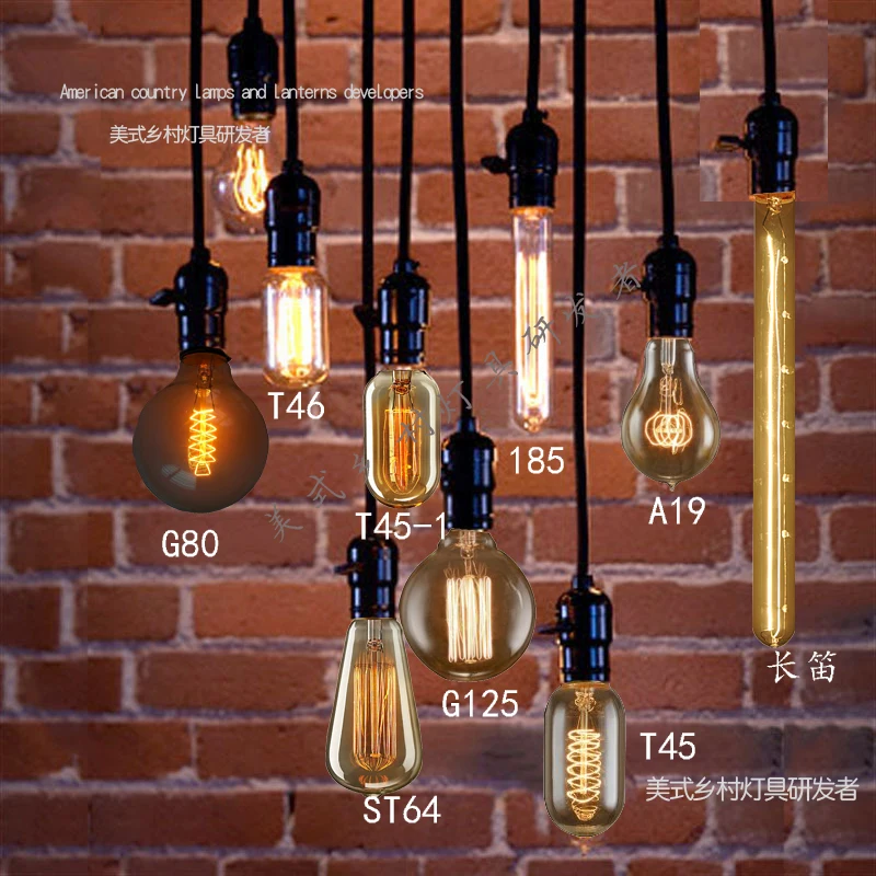 

Edison light bulb pendant light vintage nostalgia diy pendant lamp clothes bar table decoration pendant light