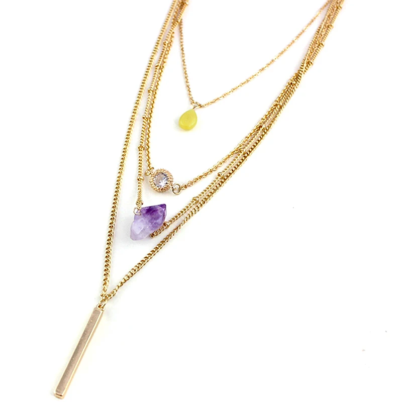 Женское винтажное ожерелье LongWay многослойное золотого цвета с цепочкой и кулоном