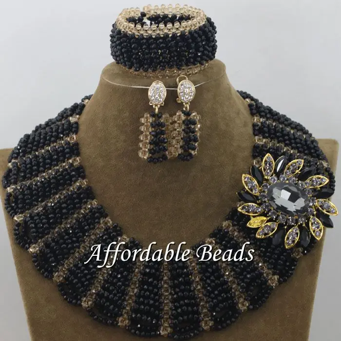Ювелирные наборы из черного золота для женщин великолепные бусины в африканском