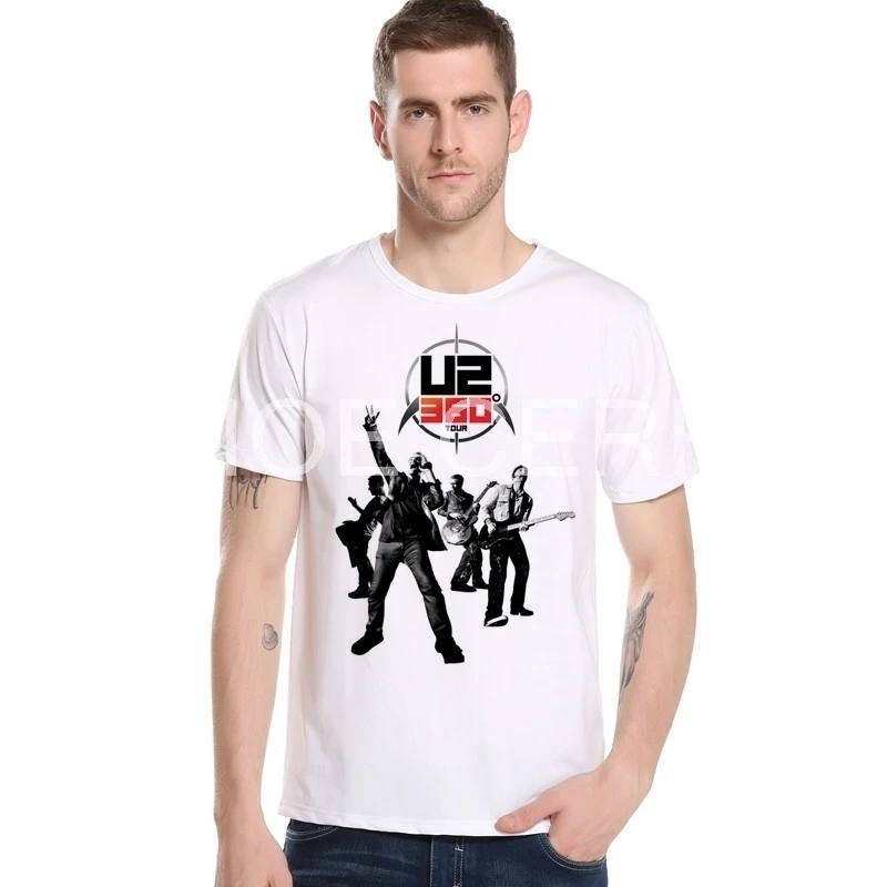 Новинка года, U2, летняя мужская футболка с короткими рукавами, Повседневная модная футболка с рисунком, Приталенная футболка, мужские футболки с круглым вырезом, M26-12