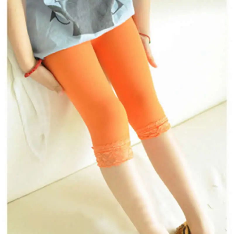 Детские леггинсы Подрезанные штаны кружевные для девочек бархатные ретро с