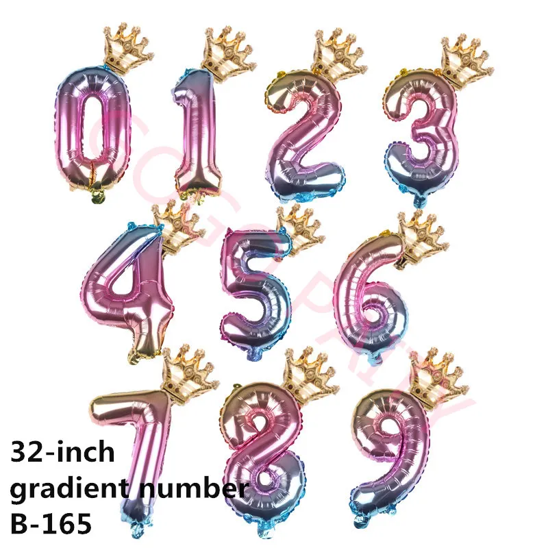 Gradient C GOGO PAITY 2 шт./лот 32 дюйма номер фольги шары цифра воздушный шар Дети День рождения диких один украшения рисунок - Цвет: Gradient C