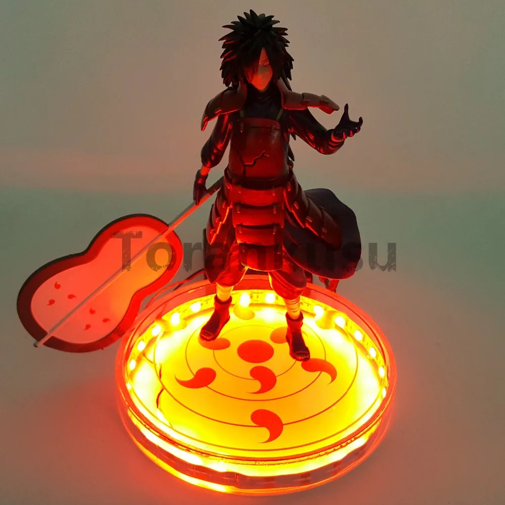 Наруто фигурка Учиха Мадара светодиодная Риннеган база 200 мм Наруто Shippuden Uchiwa Madara фигурка Коллекционная модель игрушки