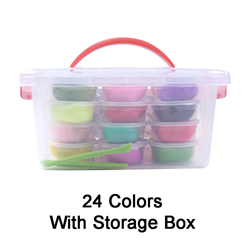 Storage Box Пышная Пена Игрушки для лепки "сделай сам" светильник мягкий ультра светильник глины набор облако ремесло антистресс детские игрушки для детей Playdough игрушки 24 шт./компл - Цвет: Storage Box