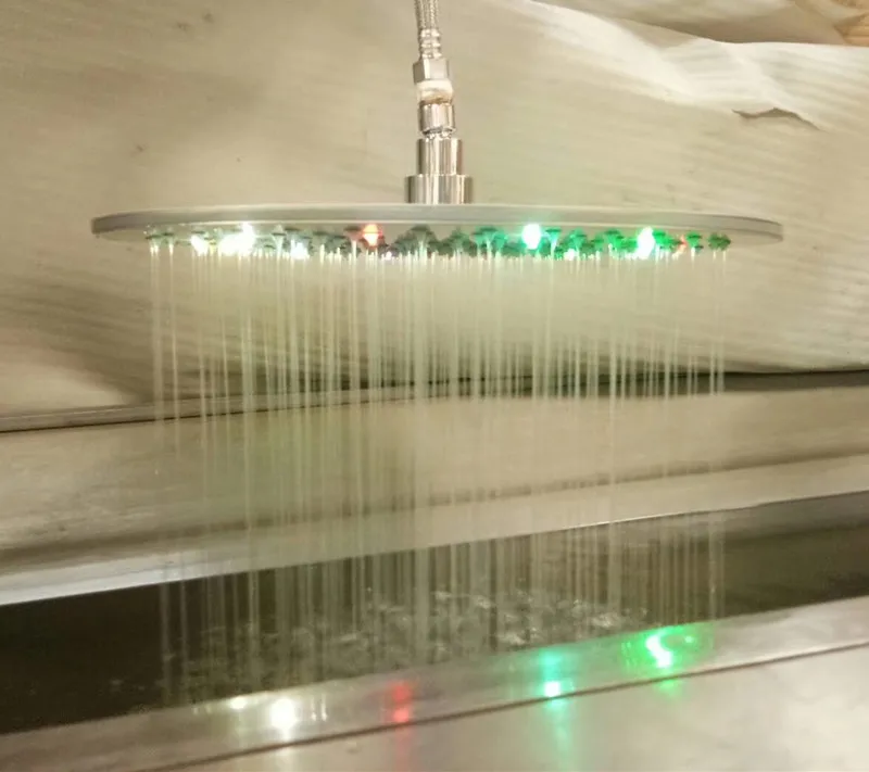 16inch Water Powered Rainbow color Led Shower Head Bathroom rainfall stainless steel shower head round | Обустройство дома