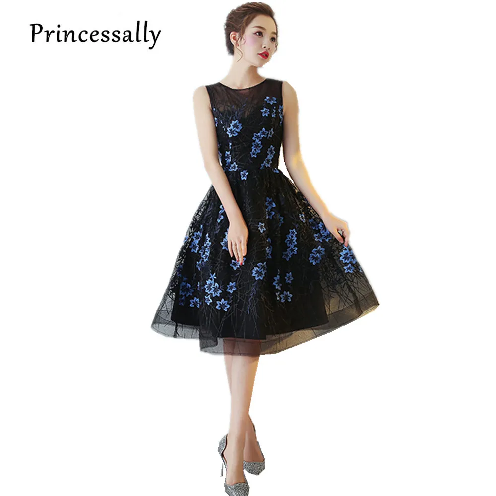Элегантные черные коктейльные платья новые модные короткие кружевные вечерние