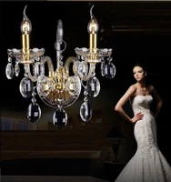 luxury top k9 crystals transparent gold crystal wall lamp candle 123 e14 bulbs heads lampshades beside bed room light