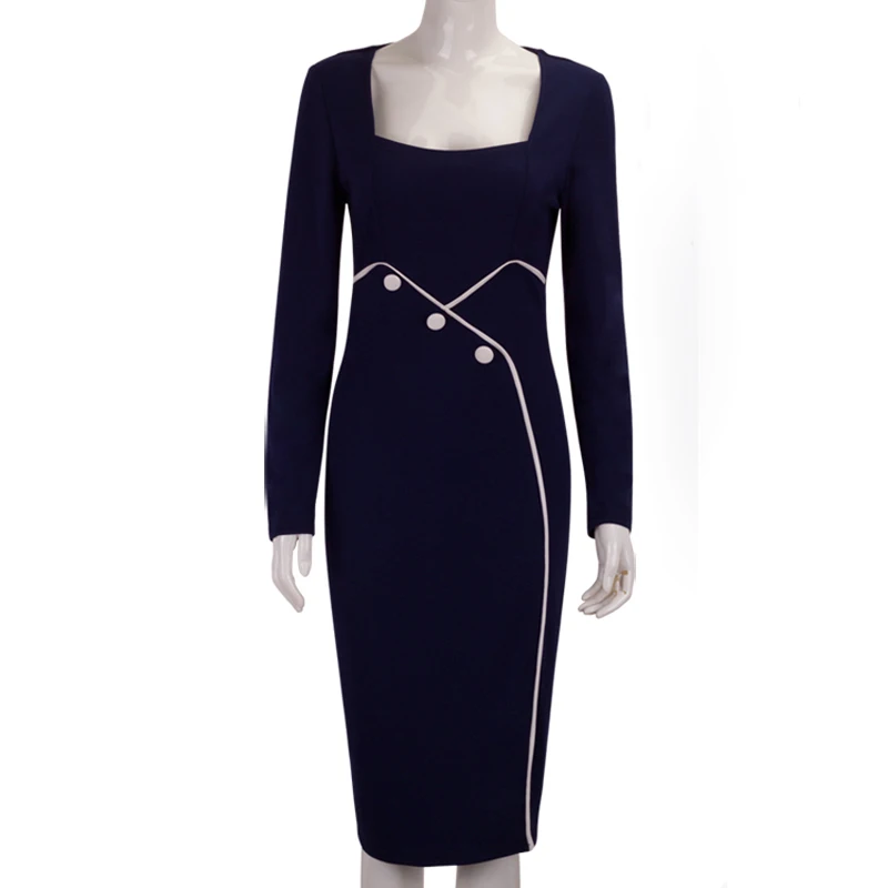 2017 лето женщины работа карандаш твердые dress полный ни колен регулярный империя