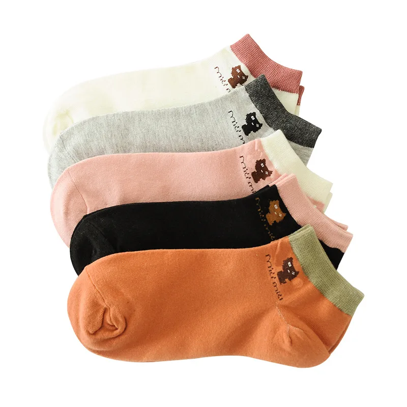 Короткие хлопковые носки для отдыха в Корейском стиле Удобные дышащие короткие с