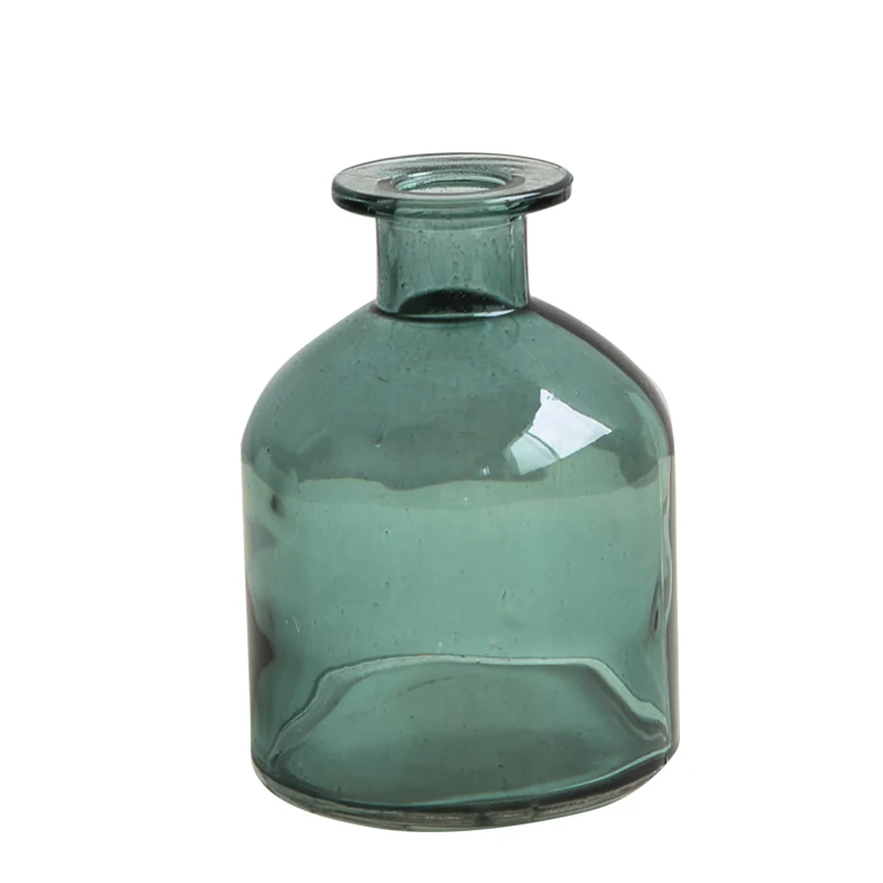 INS Small Mouth Glass Transparent Vase Nordic Wind Dried Flower Vases Japanese Home Wedding Decoration Colorful Flower Vases