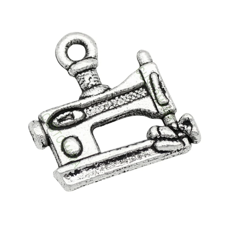 

80pcs-Antique Silver Sewing Machine Charms Pendant 15x15mm