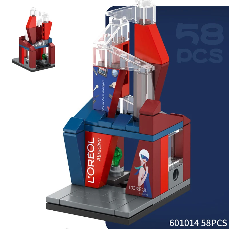 Sembo Город Уличная игра барбекю конфеты фрукты фри магазин 3D модель DIY Мини блоки