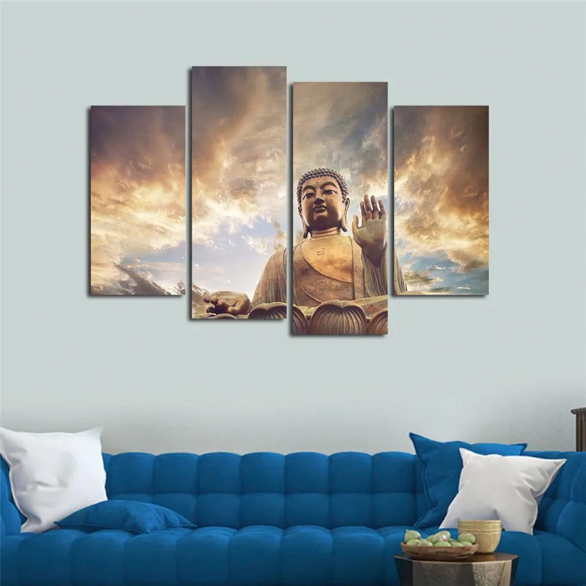 Настенная картина без рамки HD печать Будда современное искусство 4 шт. постер для