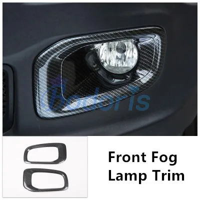 Front fog lamp Trim Цветной светильник из углеродного волокна, противотуманная фара, зеркальный светильник, Дневной светильник, ручка, внешняя отделка, отделка автомобиля, Стайлинг для Jeep Renegade, аксессуары - Цвет: Front fog lamp Trim