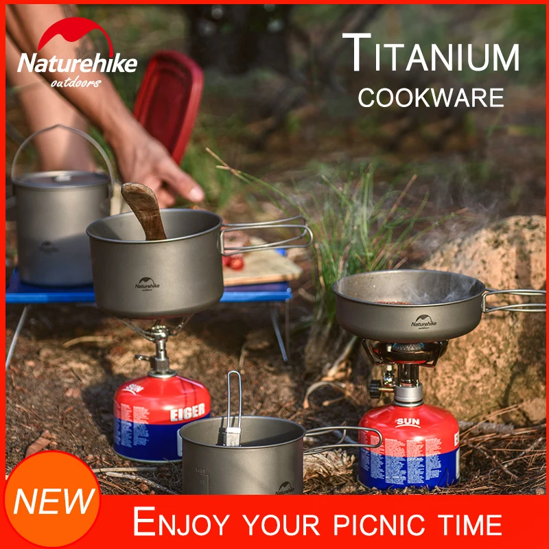 

Naturehike Titanium Cookware Frying Pan Pot Mug Bowl UltraLight Outdoor Backpacking Camping Picnic Utensil 800ml 1250ml 1300ml