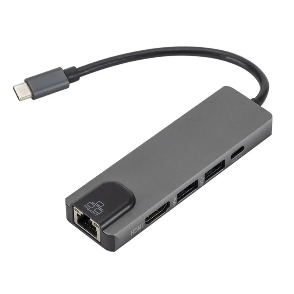 Новый 5 в 1 концентратор USB Type C Hdmi 4K Gigabit Ethernet Rj45 Lan адаптер для Mac book Pro Thunderbolt 3