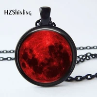 2017 new arrival blood moon pendant necklace nebula astrology gothic galaxy outer space mens womens glass cabochon jewelry hz1
