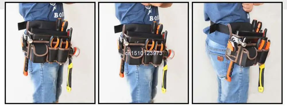 Electrician Hardware Maintenance Canvas Tool Bag Multifunction Belt Repair Pouch Oxford Cloth Waist Waterproof Carpenter Pockets |