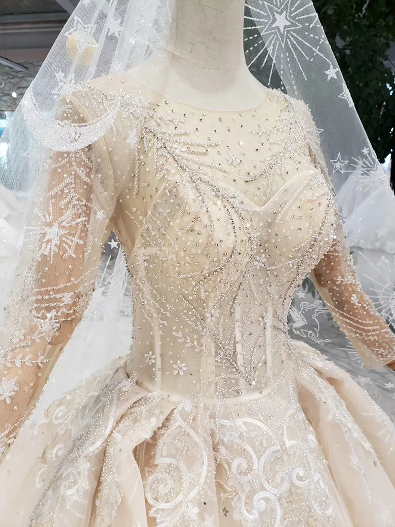 HTL270 женские Роскошные свадебные платья с кристаллами и рукавами принцессы