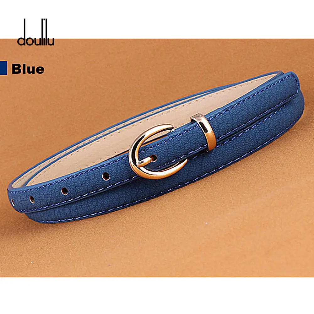 women belts Женский тонкий ремень из искусственной кожи высокого качества, Модный женский тонкий кожаный ремень на талию синего, красного, коричневого, черного цвета, тонкий кожаный ремень - Цвет: women belts