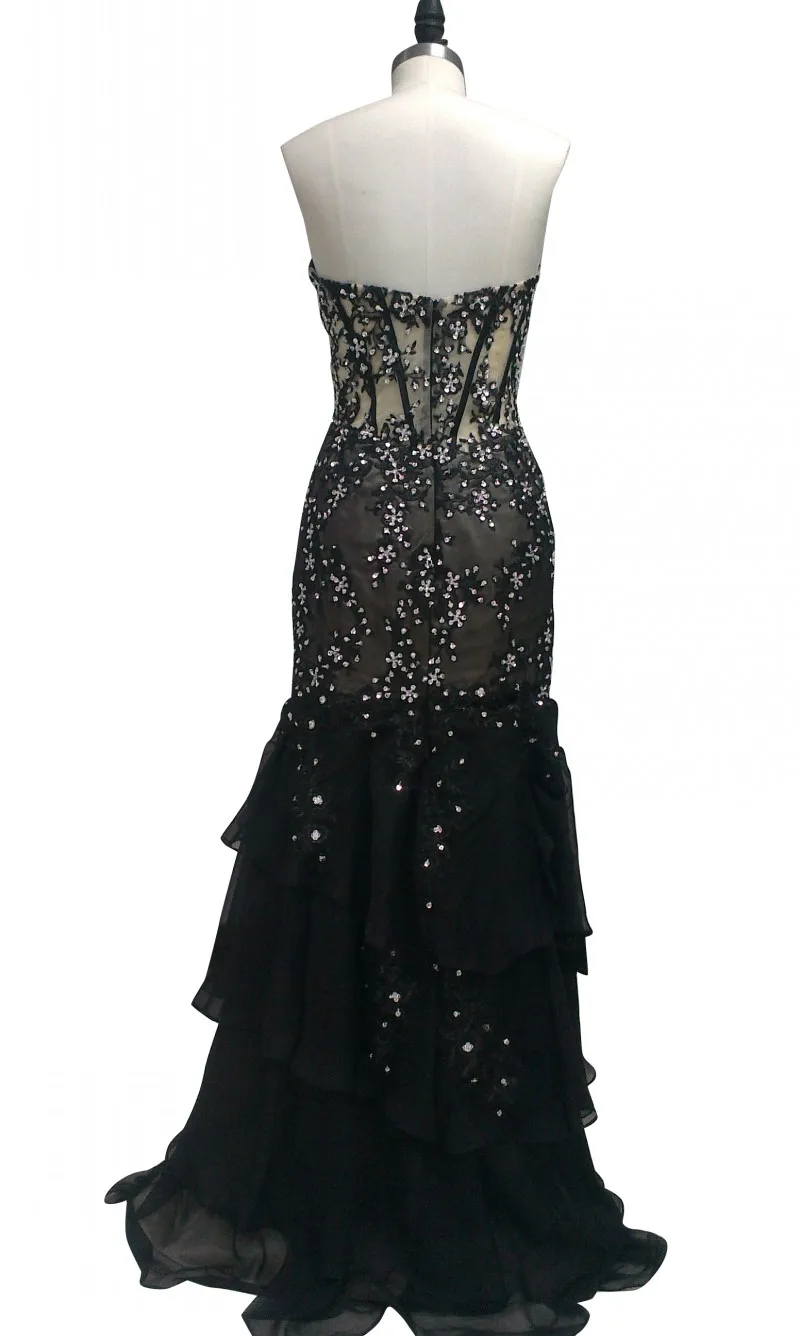 Блестящее прозрачное пикантное платье для выпускного из органзы с блестками и