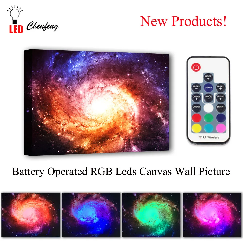 Красочные RGB светодиоды холст Настенный декор планеты космос природа картина дистанционное управление холст печать с подсветкой живопись детский подарок