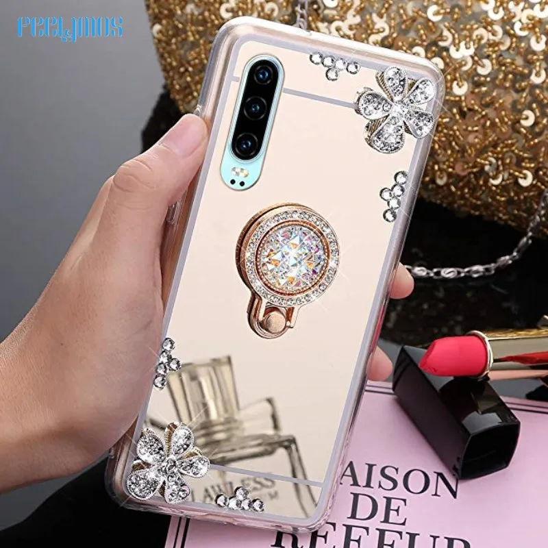 Мягкий зеркальный Чехол DIY для huawei P30 P20 Pro Lite mate 20 10 lite P Smart Plus 2019 Y5 Y6 Y7 Y9 украшенная