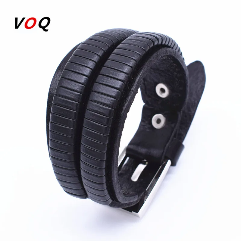 Винтажный браслет с листьями мужские ювелирные изделия черные коричневыми