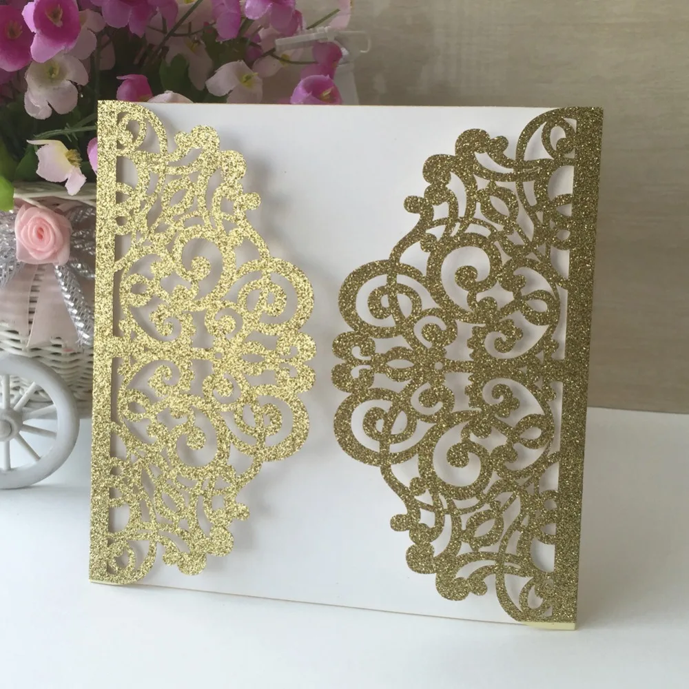 50 шт. блестящая бумага роскошное украшение для вечеринки свадьбы визитки
