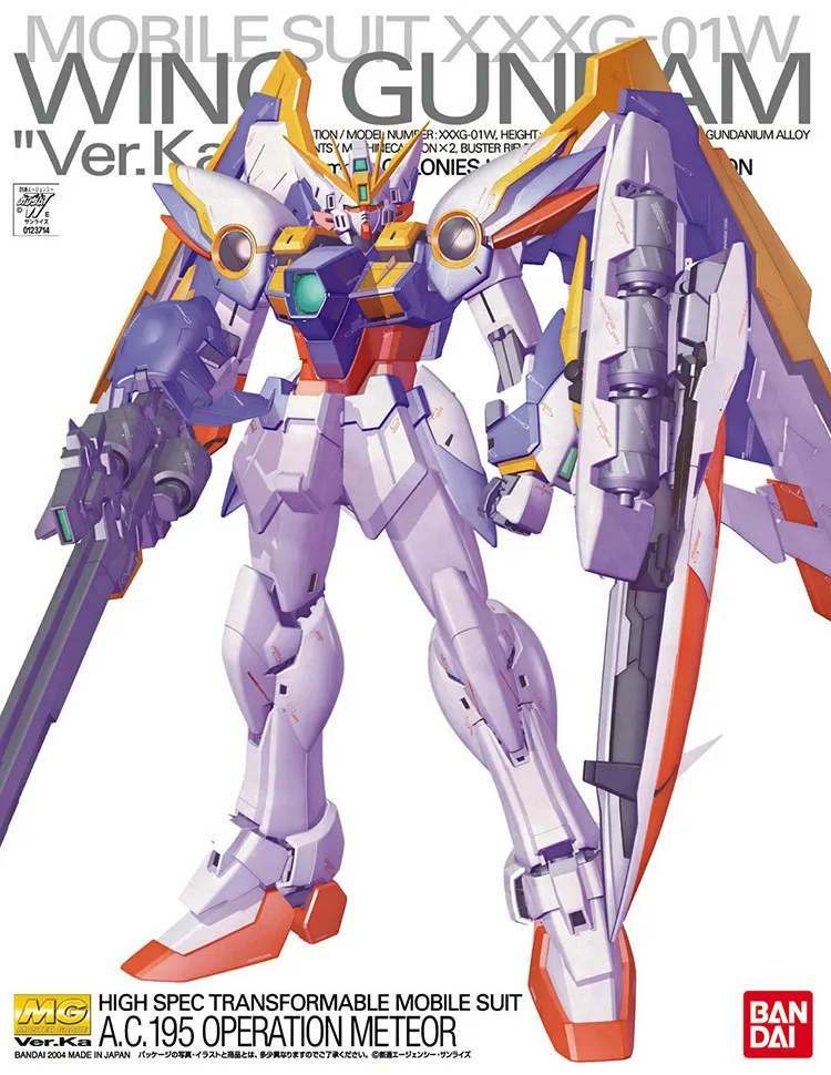 Bandai MG 1/100 Wing Gundam Ver.Ka мобильный костюм сборные модели наборы экшн фигурки