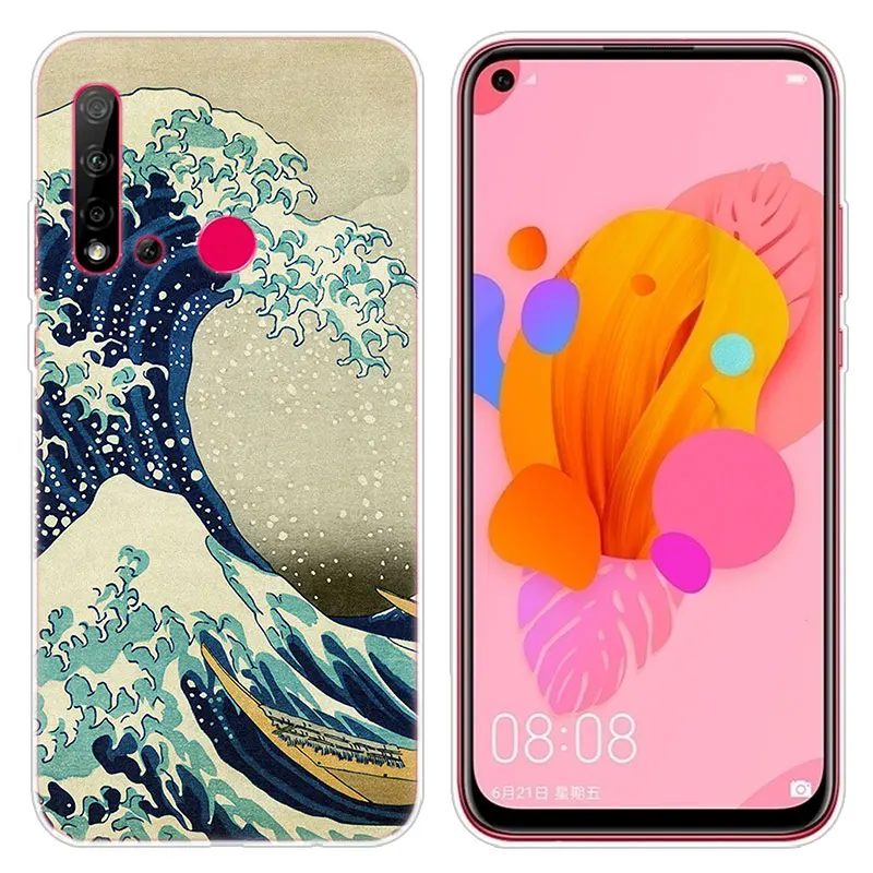 Чехол Kanagawa силиконовый для Huawei P30 20 Pro 10 P9 P8 Lite 2017 P Smart Z Plus 2019 NOVA 5i 5 Pro|Бамперы| |