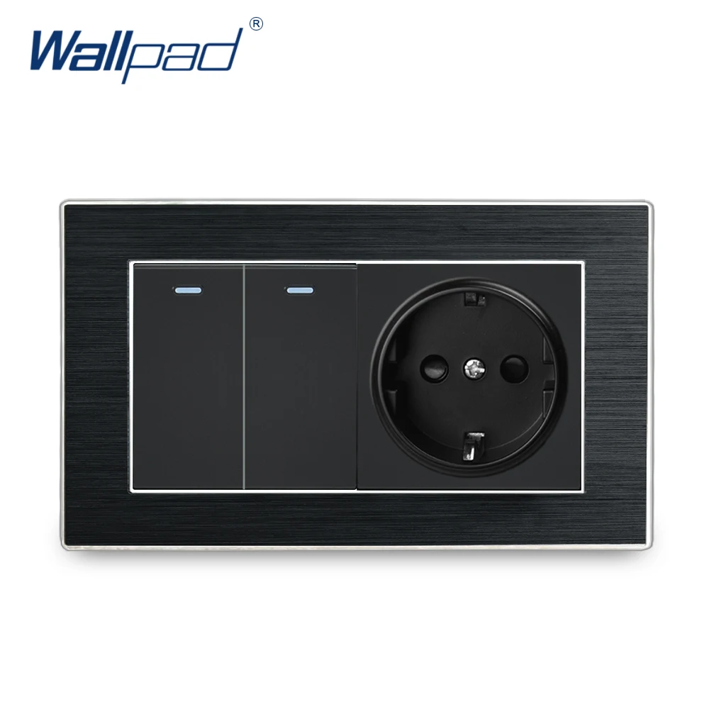 2 х Клавишные переключатели с европейской розеткой роскошный атласный настенный