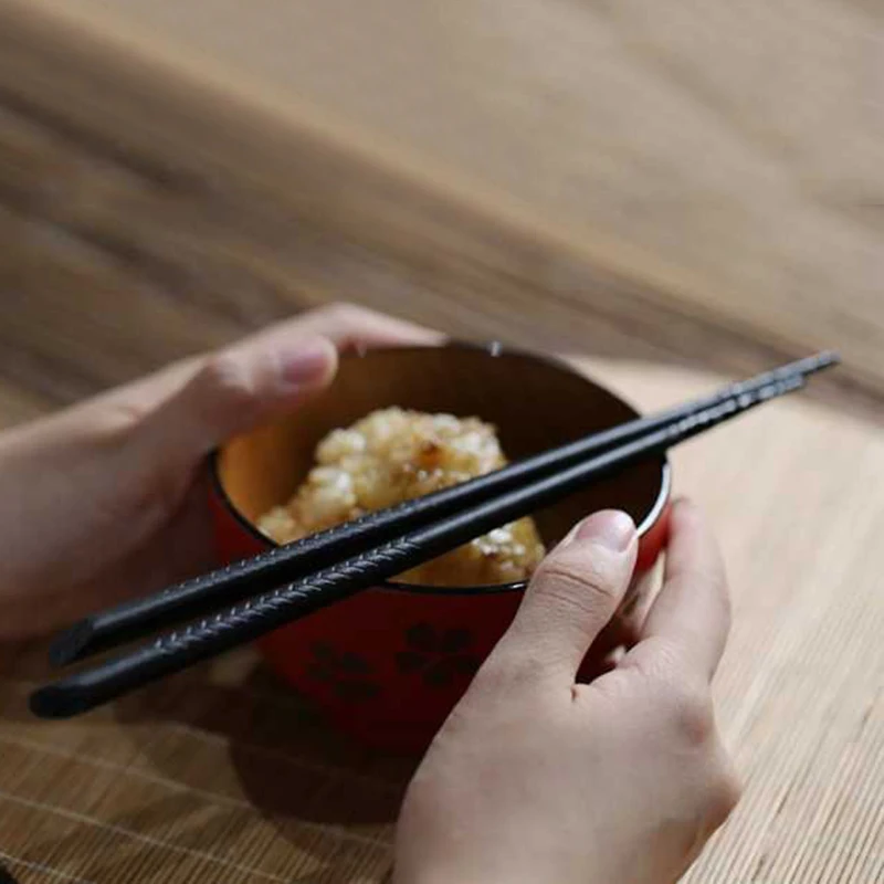 Горячие 5 пар японские натуральные деревянные палочки для еды черный цвет