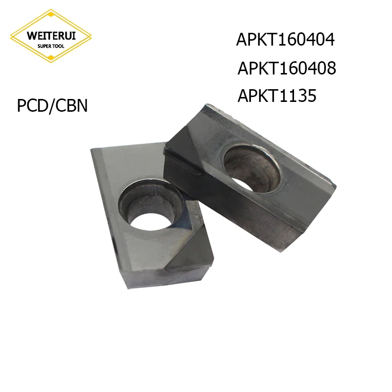 

2Pcs APKT160404 APKT160408 APKT1135 PCD CBN Diamond Inserts Blade Milling Turning Tool Lathe Tool CNC