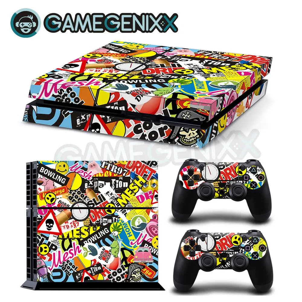 Виниловая наклейка на кожу GAMEGENIXX для консоли PS4 и 2 контроллера граффити|Наклейки|