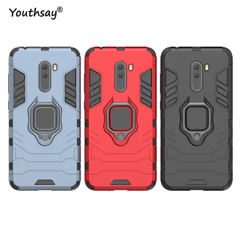 For Xiaomi PocoPhone F1 Case Magnetic Finger Ring Kickstand Hard Phone PocoF1 Cover Fundas | Мобильные телефоны и