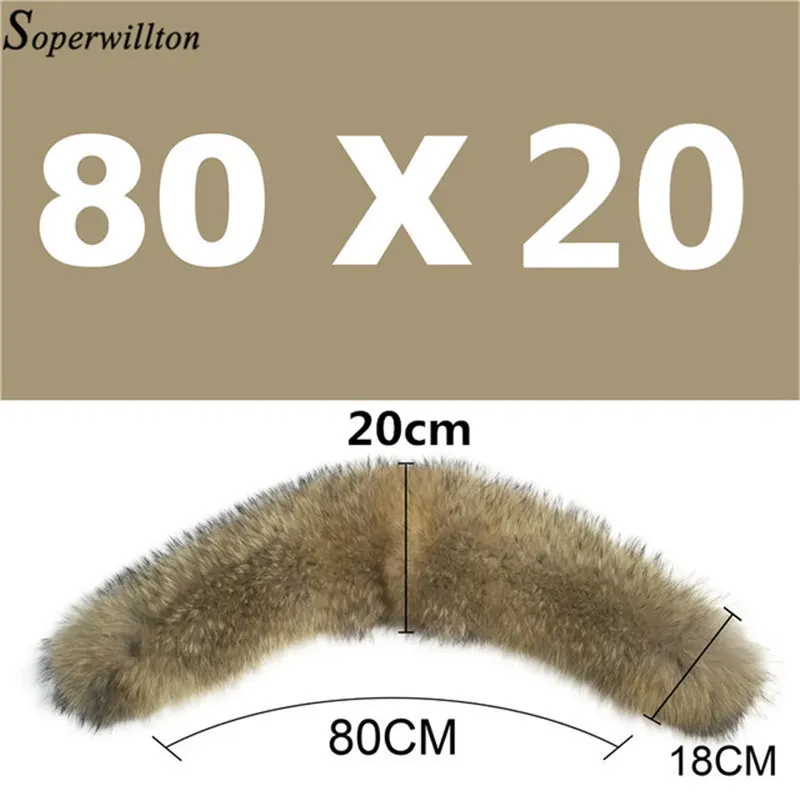 Curve 8020 Khaki Шарф из натурального меха енота, натуральный большой меховой воротник, зимнее пальто, шапка для шеи, настоящая теплая, 60 см, 65 см, 70 см, 75 см, 80 см, длина#21 - Цвет: Curve 8020 Khaki
