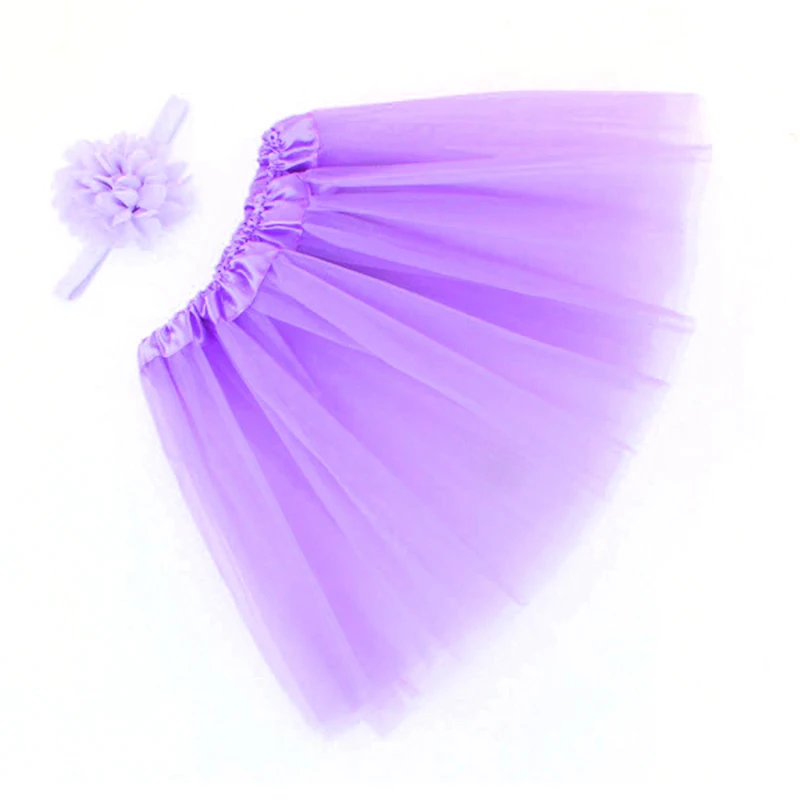 Light purple 1 комплект, Милая юбка-пачка для девочек+ повязка на голову, комплект для новорожденных, реквизит для фотосессии, детский студийный наряд для фотосессии, повязка на голову, аксессуары - Цвет: Light purple