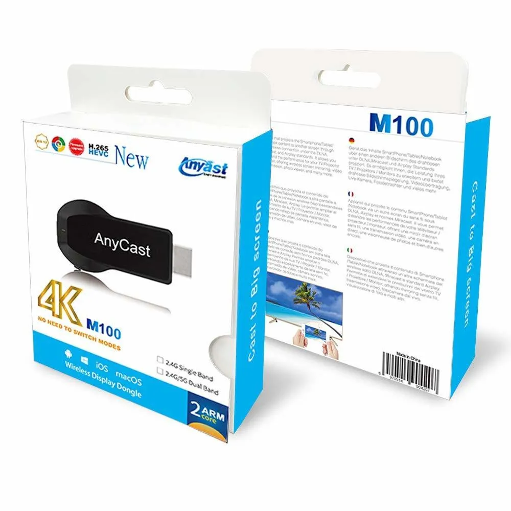 Адаптер AnyCast M100 HDMI Wi-Fi двухъядерный адаптер для телевизора разрешение 4K не