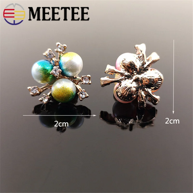 Meetee 20 шт. 2*2 см градиент цвета жемчужные пряжки бусины Цветок Кнопка DIY ювелирные